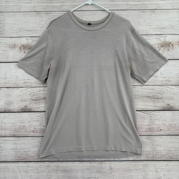 Lululemon Breath Repeat Performance Shirt Mens Large Gray Breathable Perforated - Picture 1 of 8